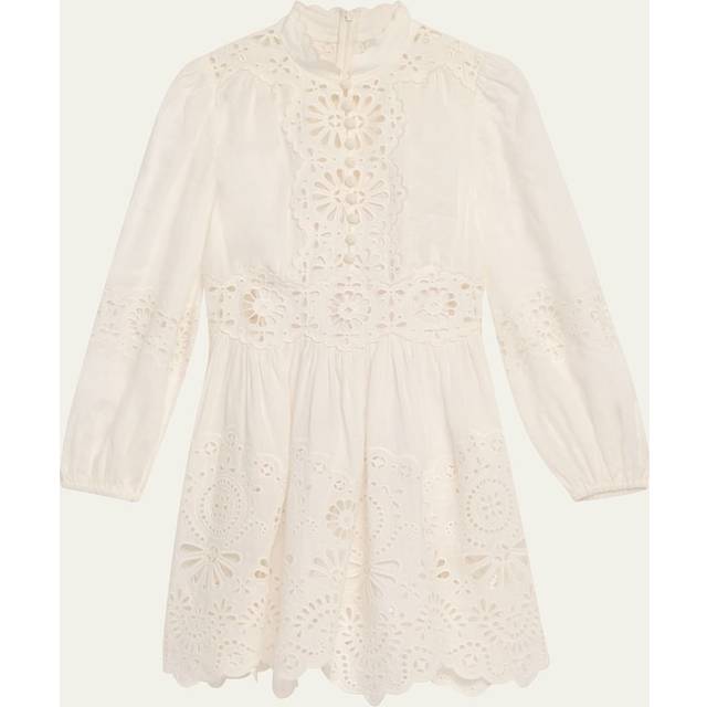 Zimmermann Acacia Broderie embroidered linen minidress - white (UK 6)