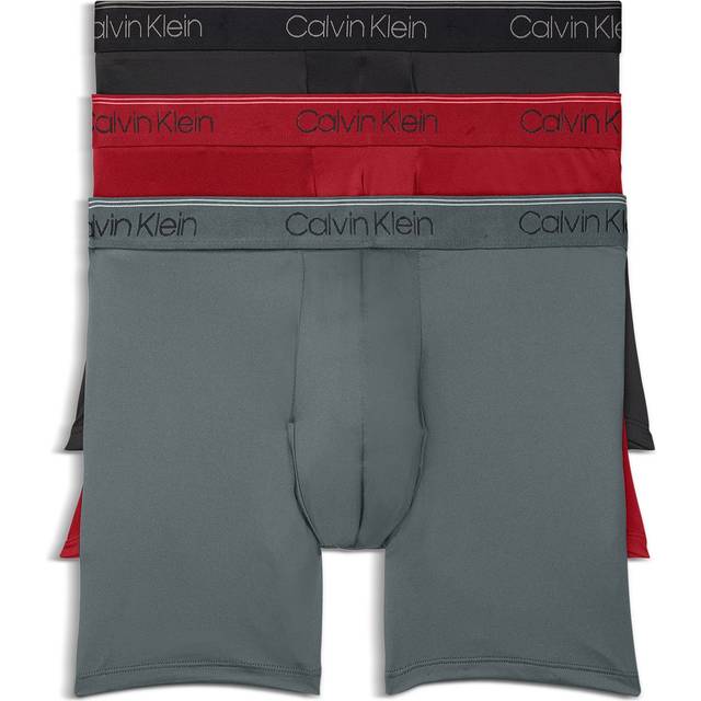 Calvin Klein Men's Micro Stretch 3-Pack Boxer Brief  Black  RED  Convo