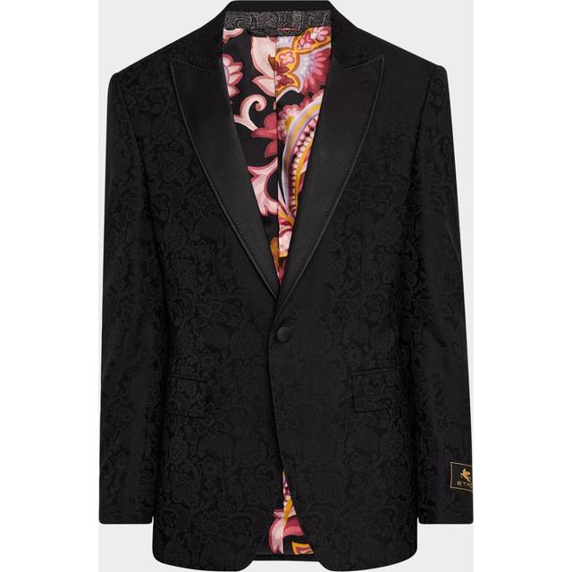 Etro, Blazer Droit À Motif Floral, Homme, Noir, Taille 50