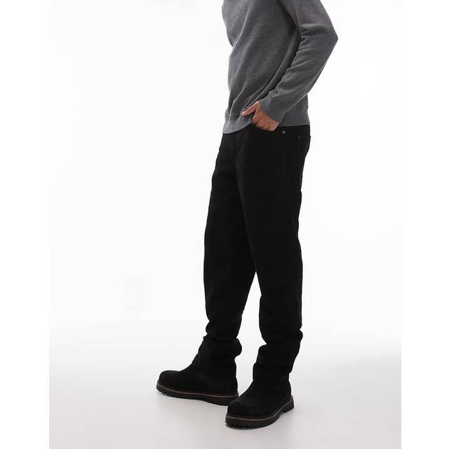 Topman – Premium – Svarta, raka byxor i mocka-Svart/a