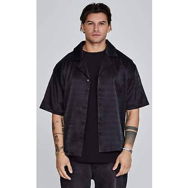 Siksilk men's relaxed fit button up resort shirt black