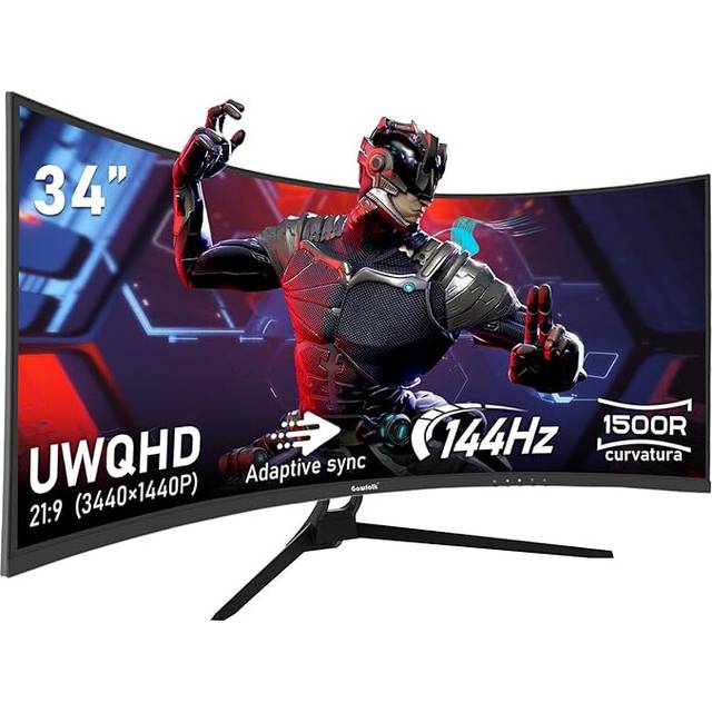 Gawfolk 34 Inch Ultrawide Curved 144Hz Gaming Computer Monitor 1500R PC screen 21:9 UWQHD (3440x1440)