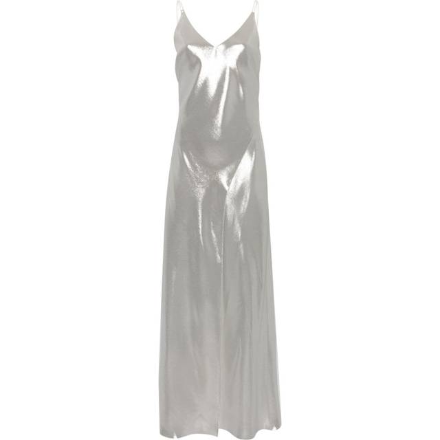 Carine Gilson - lurex-detail silk slip dress - women - Silk - S - Silver