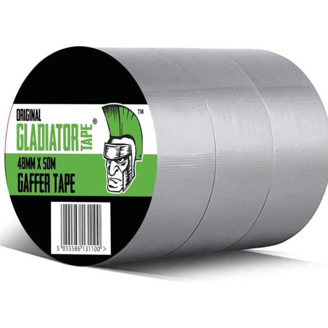 Gladiator Duct Tape- 48mm x 50m (Pack of 3) - Strong Silver Gaffer Tape Heavy Duty Adhesive Cloth Tape, Super Sticky And Waterproof Gaffa Tape