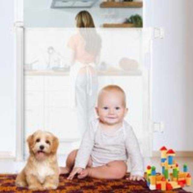 Aiperq - Retractable Baby Safety Gate, 0-150cm Retractable Baby Barrier, Baby Safety Gate Suitable for Stairs, Hallways, Indoors and Outdoors (Nior)