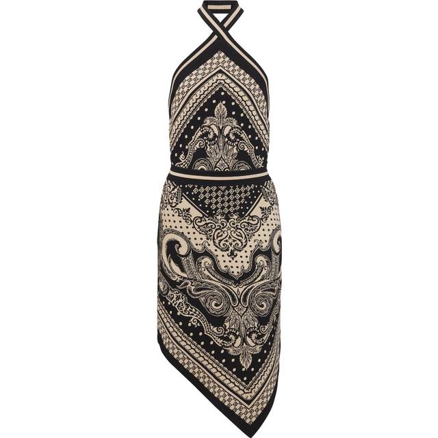 Balmain Paisley jacquard halterneck midi dress - beige (UK 12)