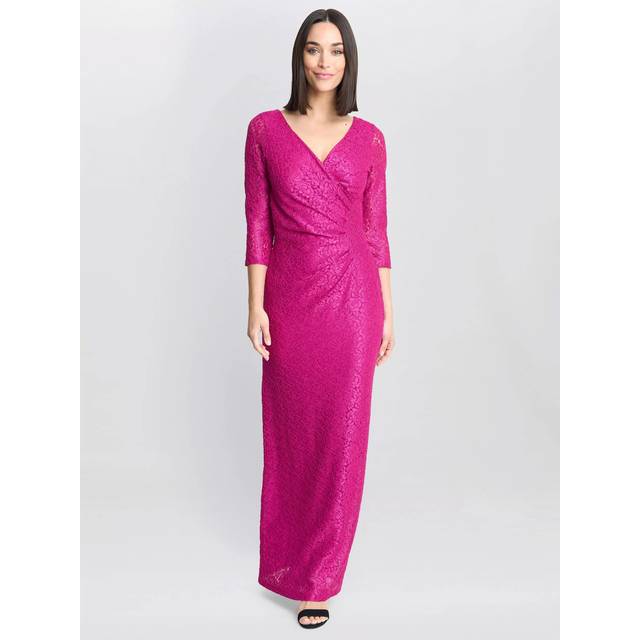 Gina Bacconi Fearne Lace Wrap Dress, Fuchsia