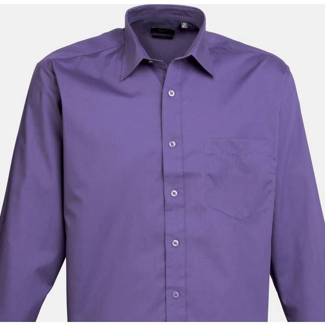 Poplin Long-Sleeved Formal Shirt - Purple - 19 in