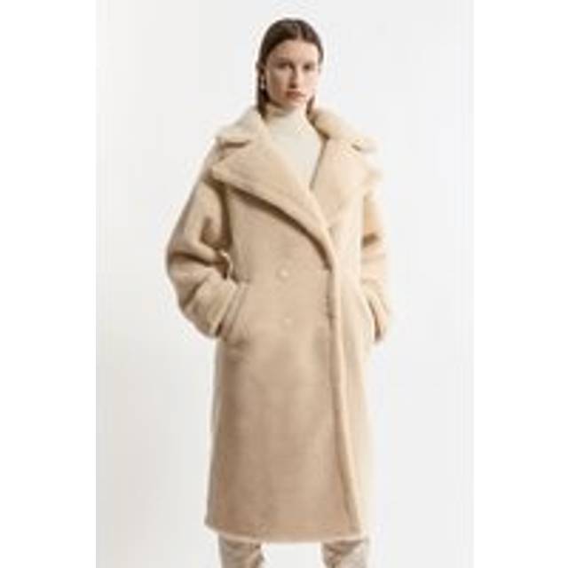 Petite Faux Fur Teddy Longline Coat - Cream
