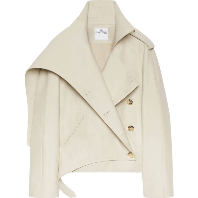 Courrèges - short oblique trench coat - women - Cotton - L - Neutrals