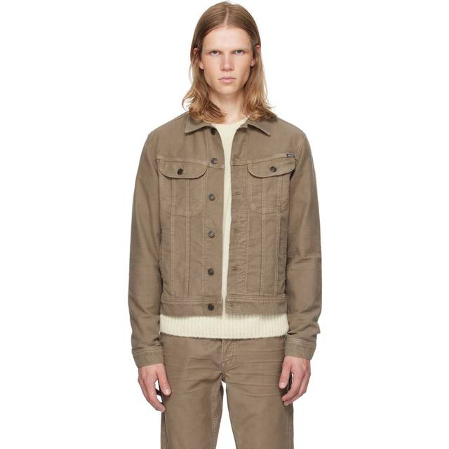 TOM FORD Brown Logo Patch Denim Jacket - NUT - XXL