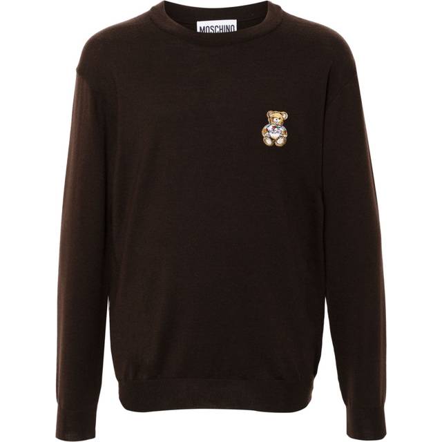 Moschino - Teddy Bear-patch virgin wool jumper - men - Virgin Wool - 52 - Brown