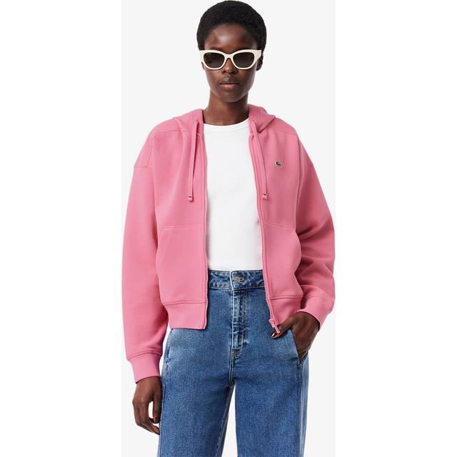 Lacoste Logo Cotton Hooded Sweatshirt - EU 38/UK 10 - Pink