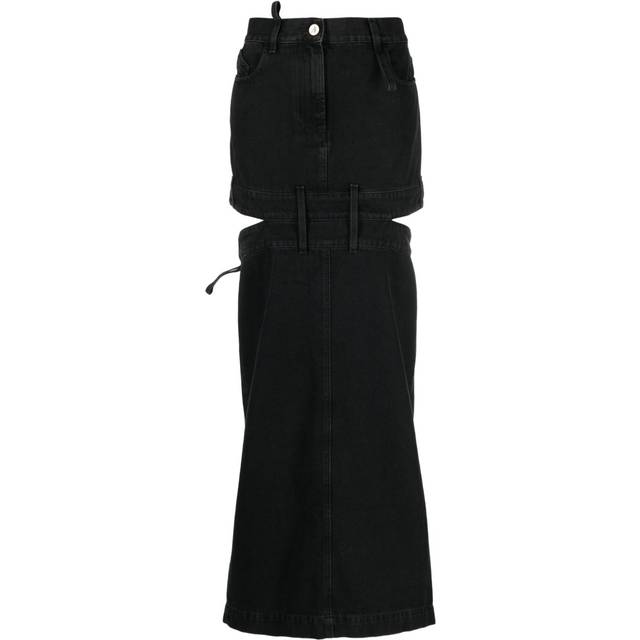 The Attico - midi denim skirt - women - Cotton/Cotton/Polyester - 26 - Black