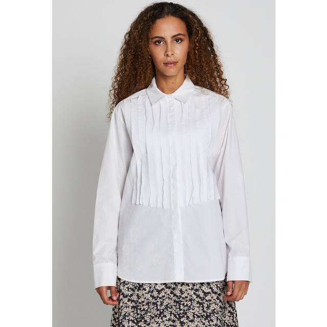 Bruuns Bazaar, Shirts, female, White, M, Elegant White Shirt with Ribbon Details