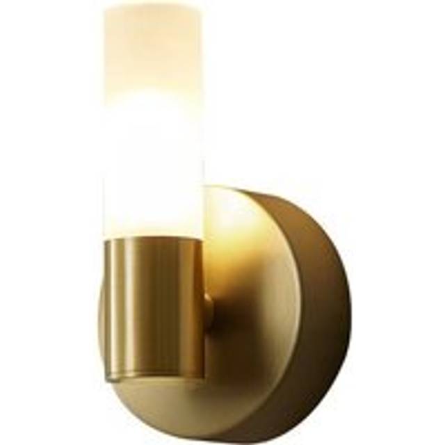 Aiperq - Modern Linear led Bathroom Wall Light - White and Gold Frosted Glass - Brass Wall Lamp - Mid Century Wall Light for Bedroom