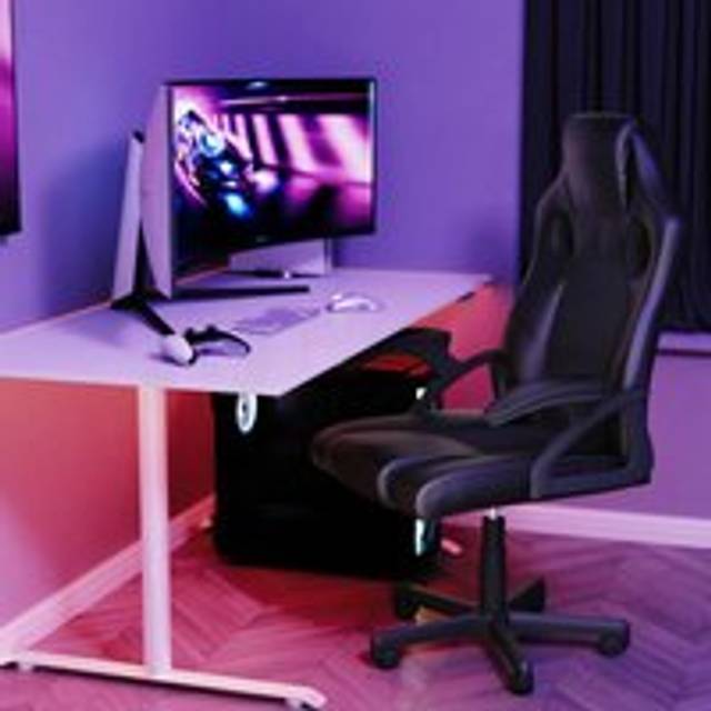 Home Discount - Coma Racing Gaming Office Chair Adjustable Faux Leather Foam Padded Armrests Swivel Seat, Black