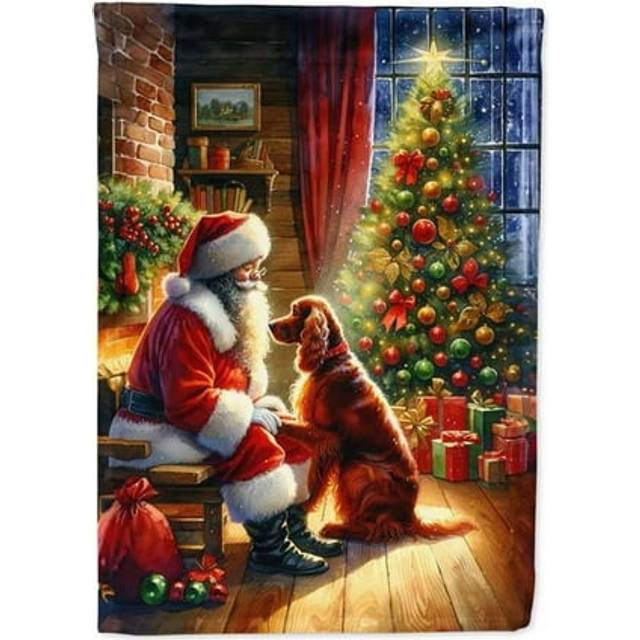 Carolines Treasures DAC4125GF 15.5 x 11.25 in. Unisex Irish Setter & Santa Claus Polyester Fabric Garden Flag
