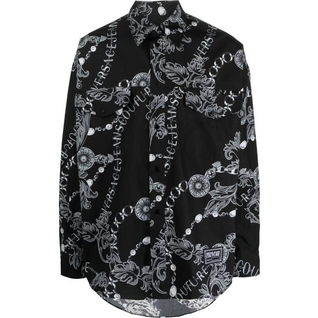 Versace Jeans Couture - Chain Couture-print cotton shirt - men - Cotton - 54 - Black