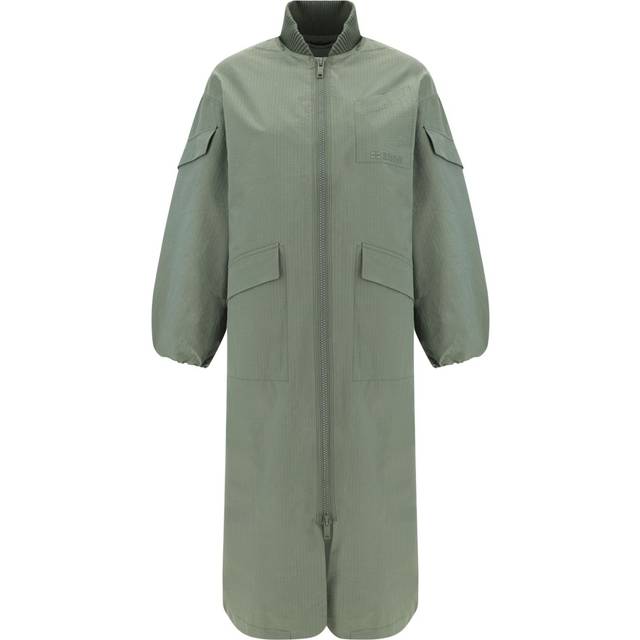GANNI - seersucker shell coat - women - Recycled Nylon/Recycled Polyester - S/M - Green