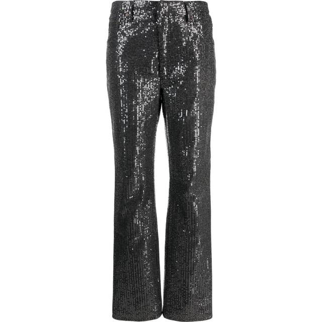 ROTATE BIRGER CHRISTENSEN - high-waisted sequin-embellished jeans - women - Recycled Polyester/Recycled Cotton/Polyester/Elastane - 27 - Black