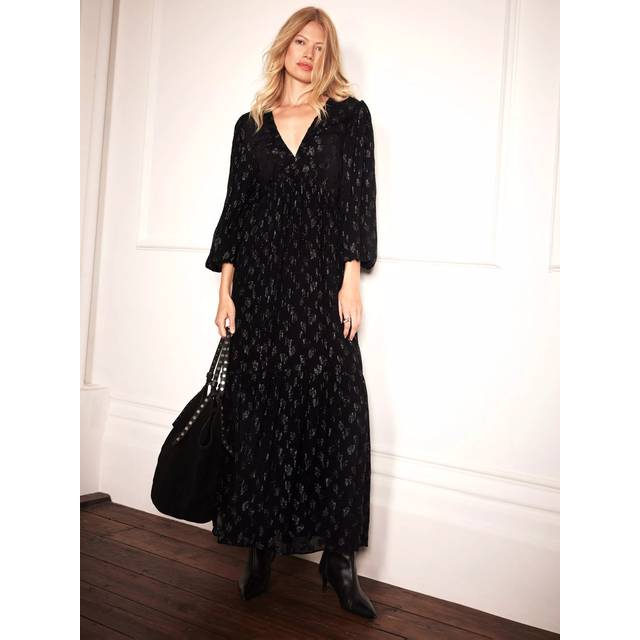 Mint Velvet Black Jacquard Maxi Dress - XS, BLACK