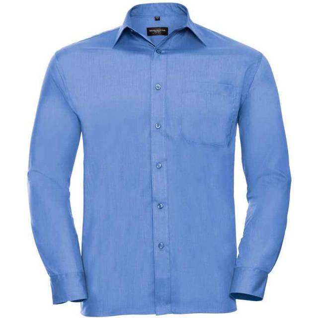 (XXL, Corporate Blue) Russell Collection Mens Poplin Easy-Care Formal Shirt