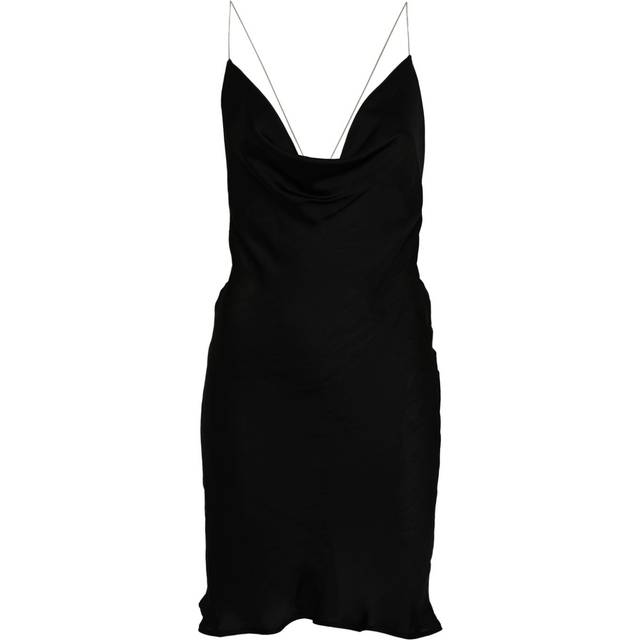 Y/Project - cowl-neck satin slip dress - women - Recycled Polyester/Polyester - 40 - Black