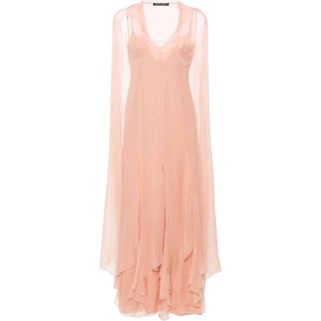 Alberta Ferretti - ruffled-detail silk maxi dress - women - Spandex/Elastane/Acetate/Silk/Silk - 44 - Pink