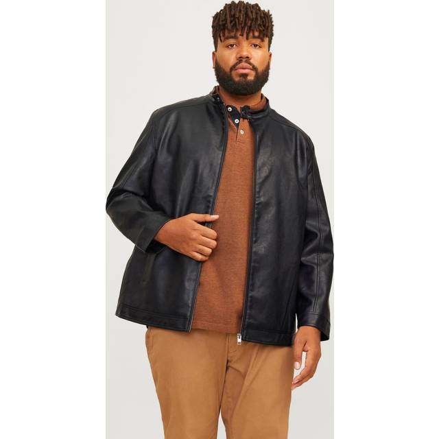 Plus Size Faux Leather Jacket