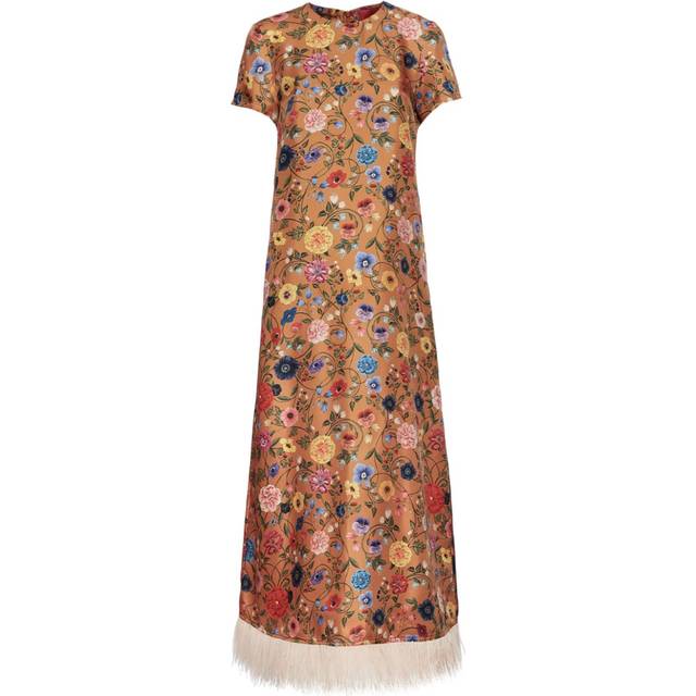 La DoubleJ - Swing dress - women - Silk/Ostrich Feather - XXS - Brown