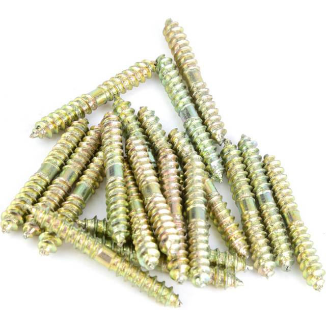 20pcs M5 40mm Dowel Screw Iron Double Ended Screw Zinc Plating Self-Ta