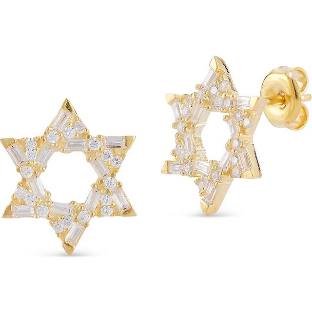Aqua Cubic Zirconia Star Of David Stud Earrings - Exclusive