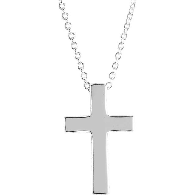 Dicksons 73-5837P 18 in. Box Cross Silver-Plated Necklace - Silver