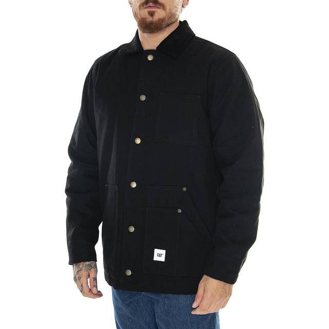 Cat, Jacka, Herr, XL, Bomull, Canvas Arbetsjacka med Sammet Krage - black (XL)
