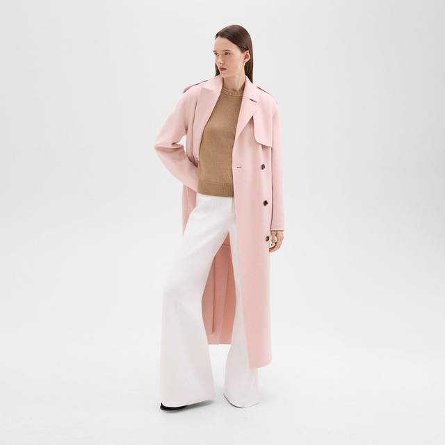 Mango Dolce Wool Blend Detachable Faux Fur Collar Coat