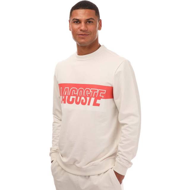 Lacoste Mens Loungewear Sweatshirt in White Cotton - Size Small