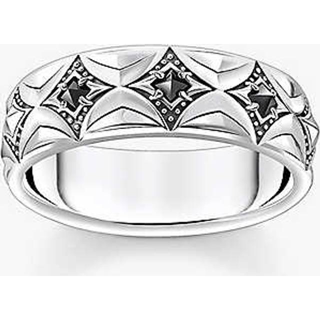 Thomas Sabo Womens 925 Blackened Silver Sterling-silver and Zirconia Band Ring 64mm