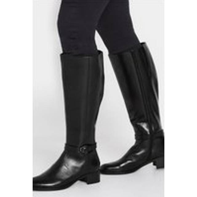 Lts Black Leather Heeled Knee High Boots In Standard Fit Standard > 10 Lts | Tall Women's Women's Boots - Standard 10