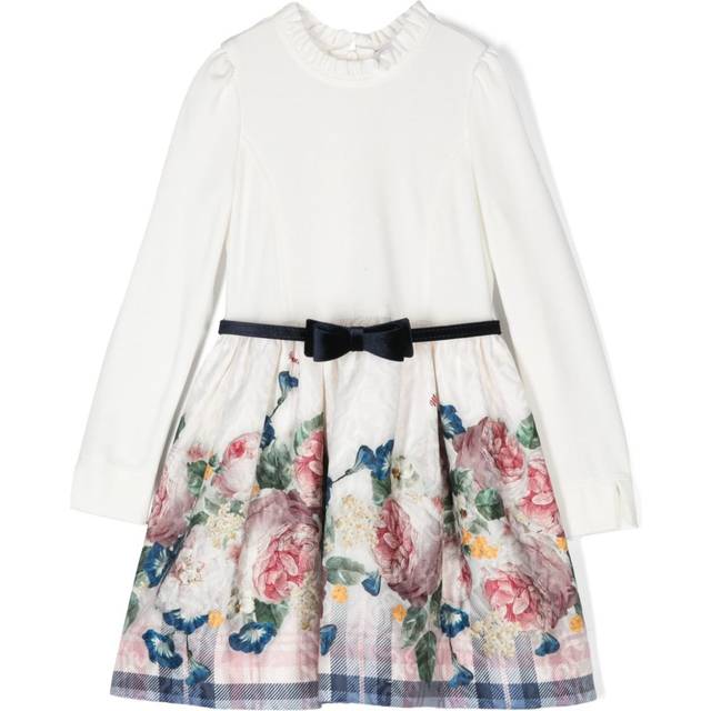 Monnalisa - floral-brocade dress - kids - Cotton/Cotton/Polyester/Viscose - 10 - White