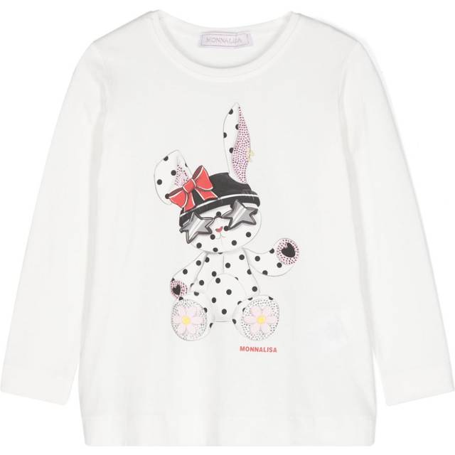 Monnalisa - graphic-print long-sleeve T-shirt - kids - Cotton/Spandex/Elastane - 2 - White