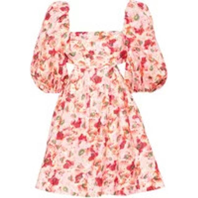 Zimmermann Womens Cream/red Floral Lightburst Floral-print Linen Mini Dress S