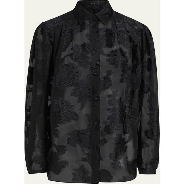 Etro, Chemise En Mousseline À Fils Coupés, Femme, Noir, Taille 44