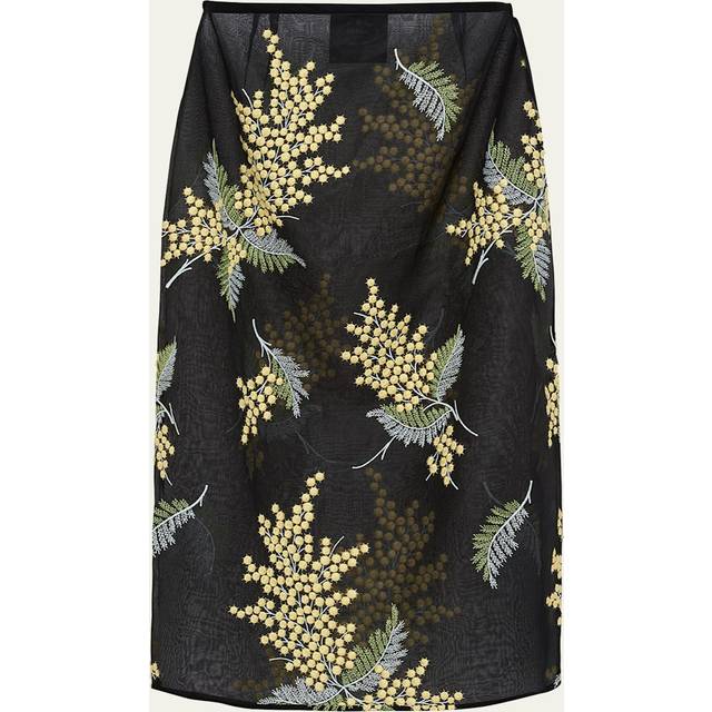Floral-Embroidered Organza Midi Skirt - NERO - 40 IT (4 US)