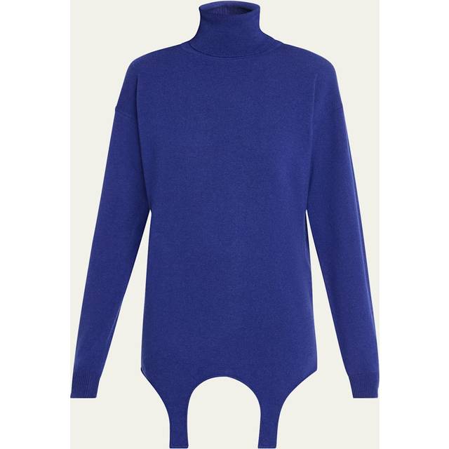 High-Neck Cashmere Mini Dress with Garter Attachment - NUIT - Small