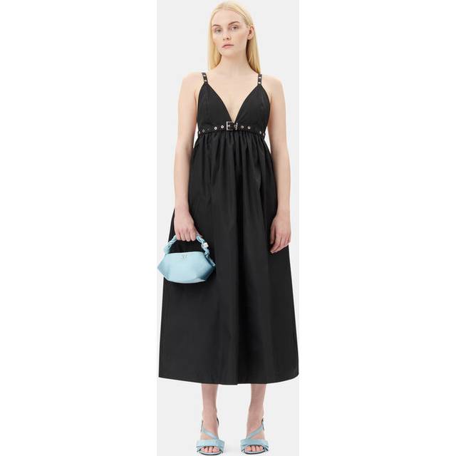 Sleeveless Plunge Empire Midi Dress - BLACK - 32 FR (0 US)