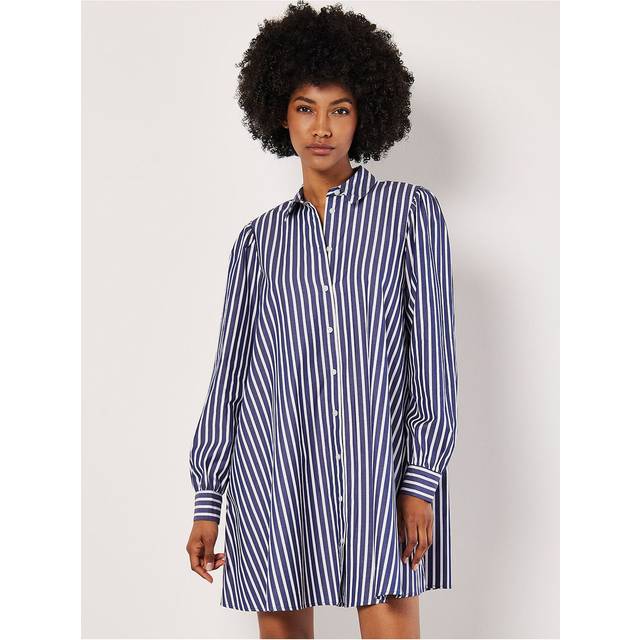 Apricot Women's Navy Striped Mini Shirt Dress New Look - UK 12