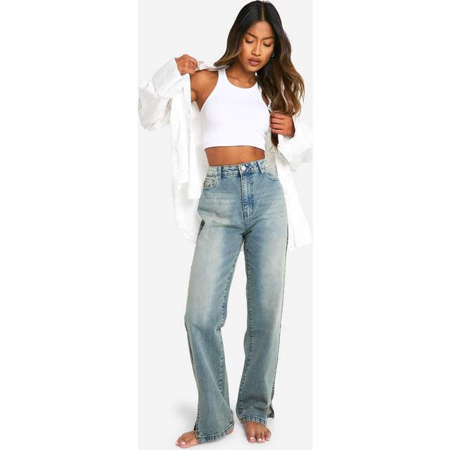 Womens Maternity Basic Split Hem Straight Leg Jeans - Blue - 8, Blue