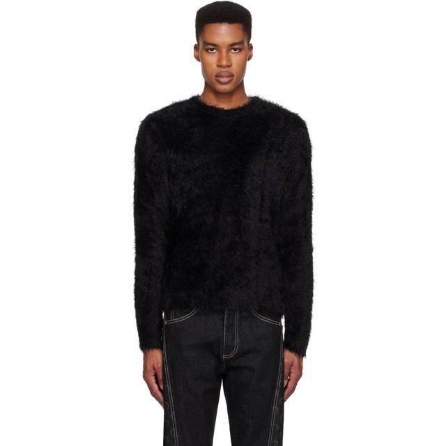 Marine Serre Black Wild Puffy Knit Crewneck Sweater - BK99 BLACK - L
