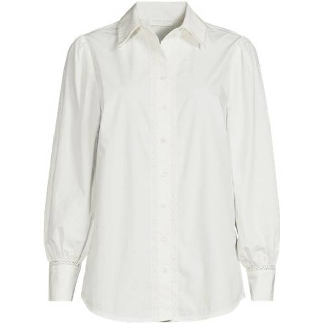 Petite Crochet Detail Shirt - White - 12